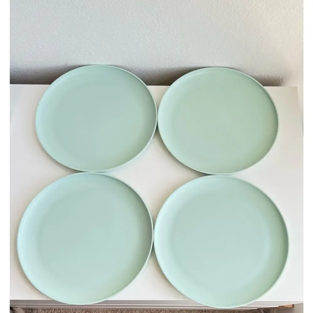 NEW 12pcs Room Essentials Plastic Dinner Plates Cereal Bowls cups Set Sea Moss